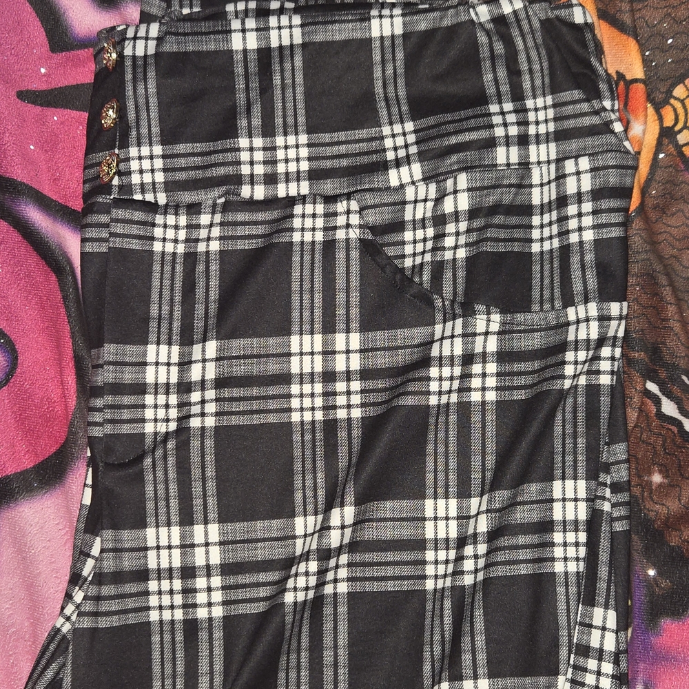 SHEIN Black and White Plaid Pencil Skirt